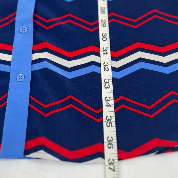 CREMIEUX Women's Sleeveless Chevron Stripe Button Up A-Line Classy Dress Size 2 - Picture 10 of 12